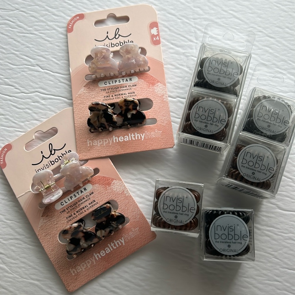 Invisibobble Lot: 2 ClipStar minis cards & 6 boxes of original spiral ties ✨NEW✨